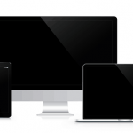arrangement of Apple products: iPhone, iPad, iMac, and Macbook